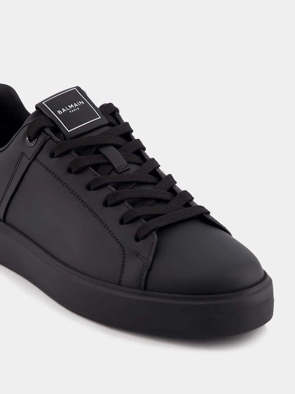 B-Court Monochrome Black Leather Sneakers