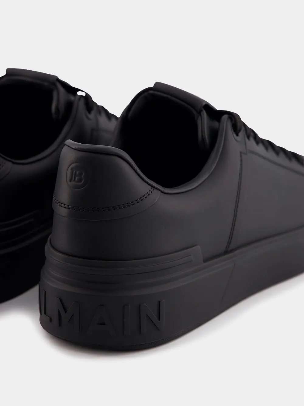 B-Court Monochrome Black Leather Sneakers