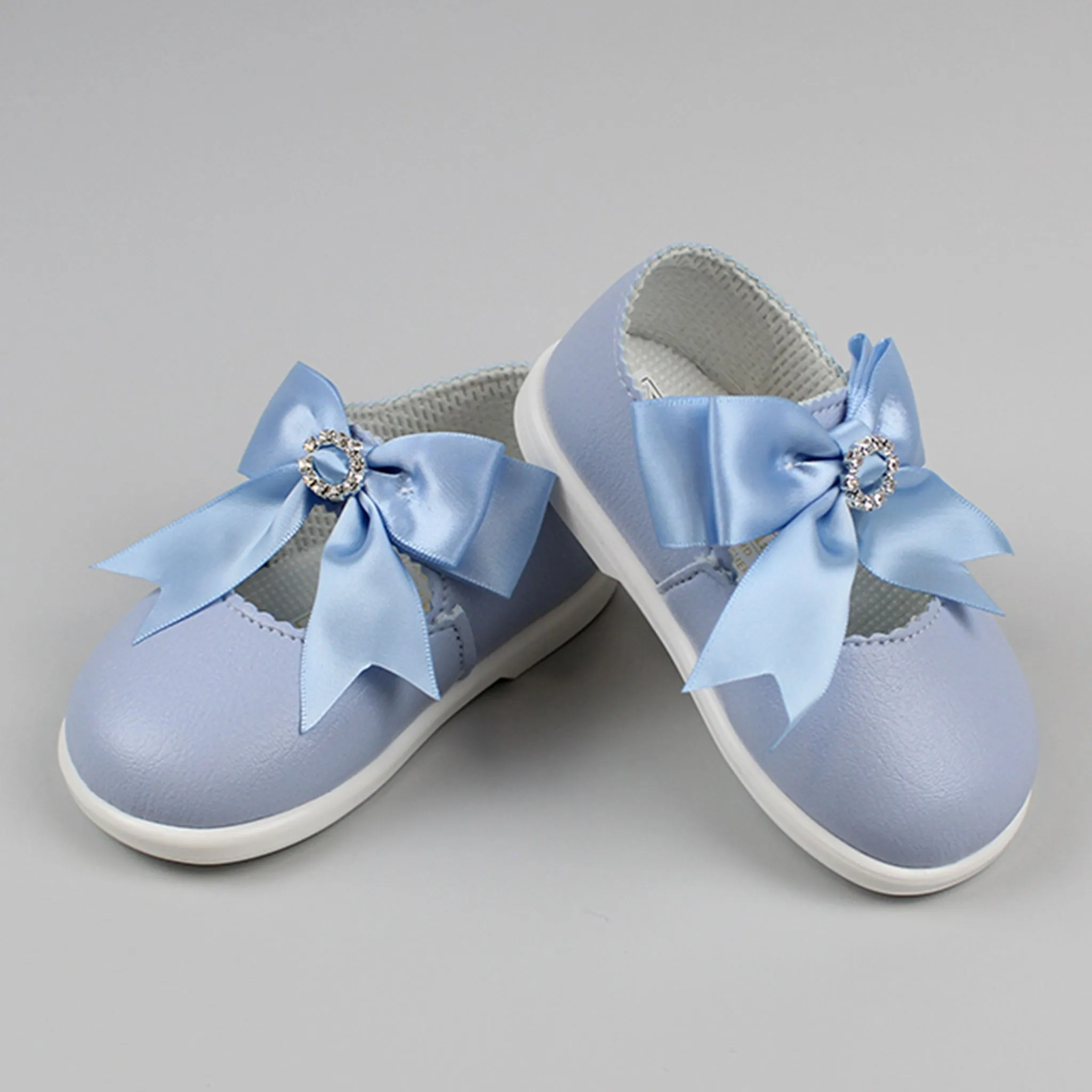 Baby Girl First Walker Shoes -Blue with Bow and Diamante