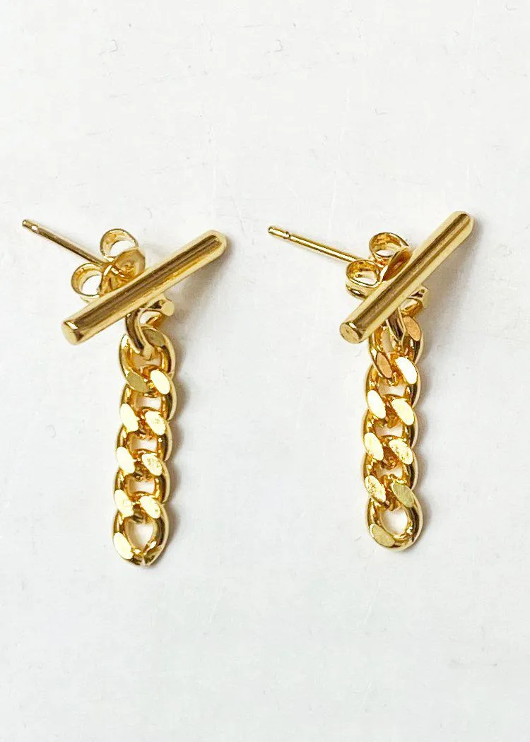 Bar and Chain Earring - Gold