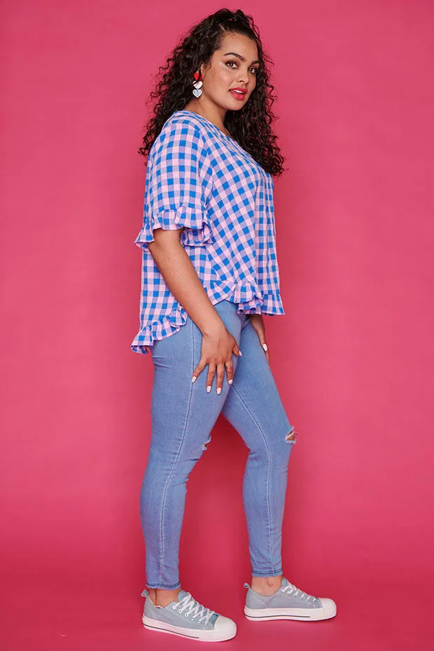 Clio Blue Check Blouse