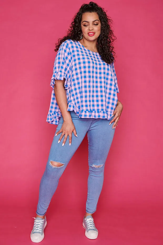 Clio Blue Check Blouse