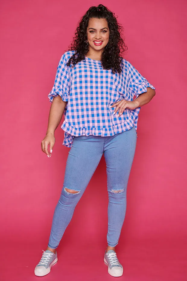 Clio Blue Check Blouse