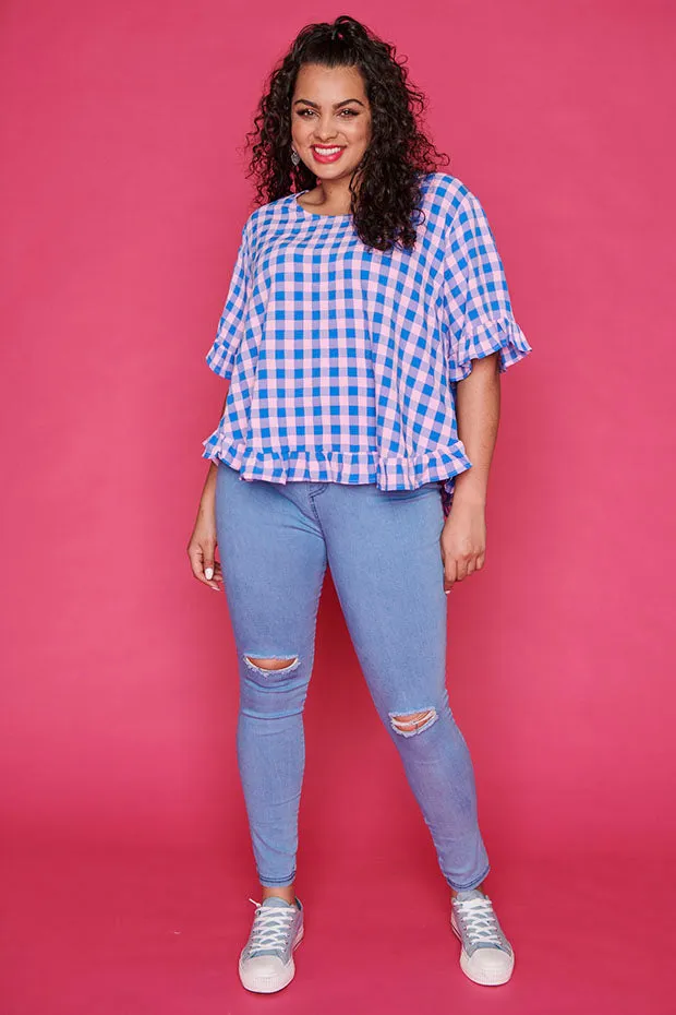 Clio Blue Check Blouse