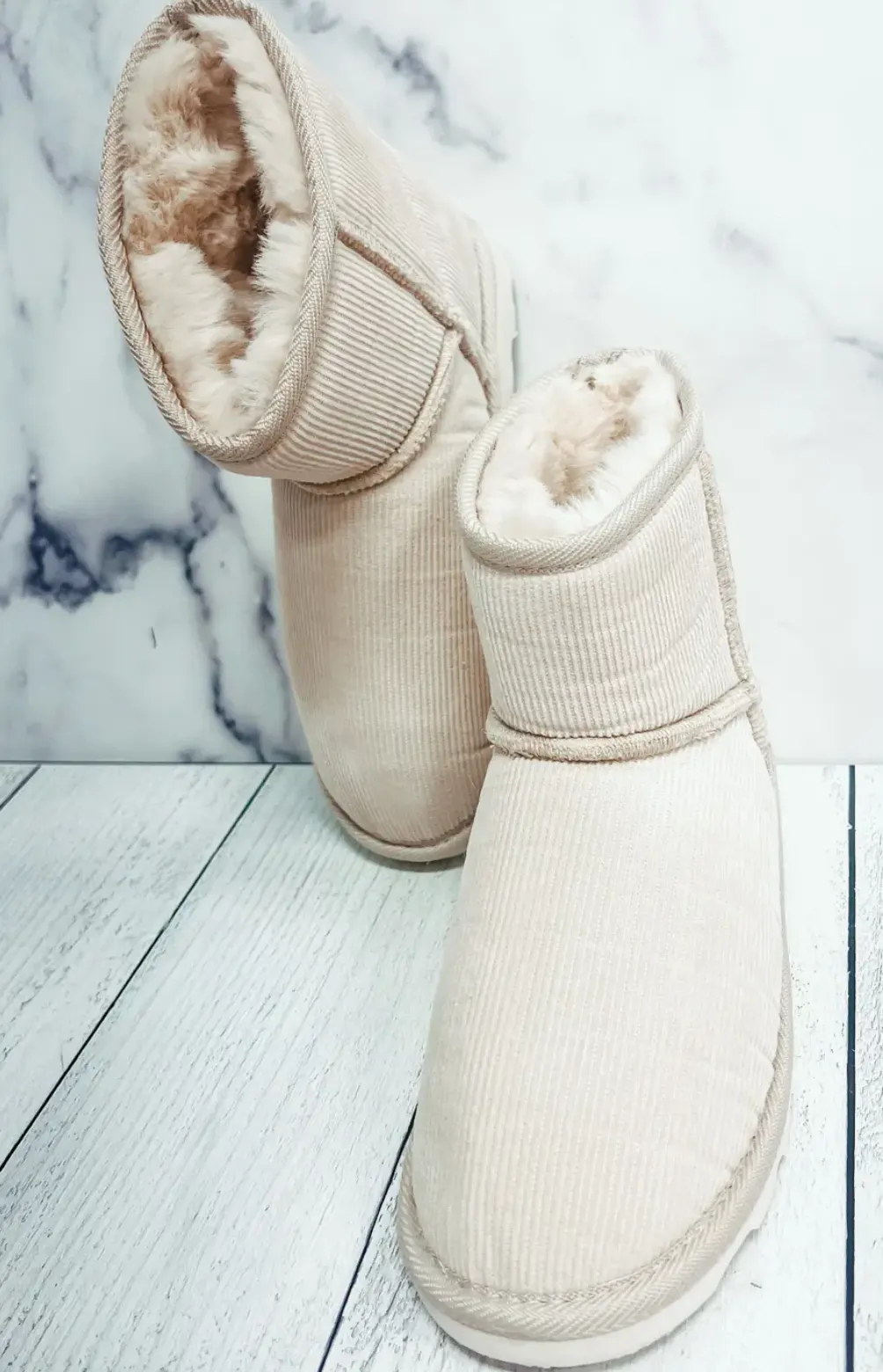 CORKYS Cream Corduroy Comfort Booties