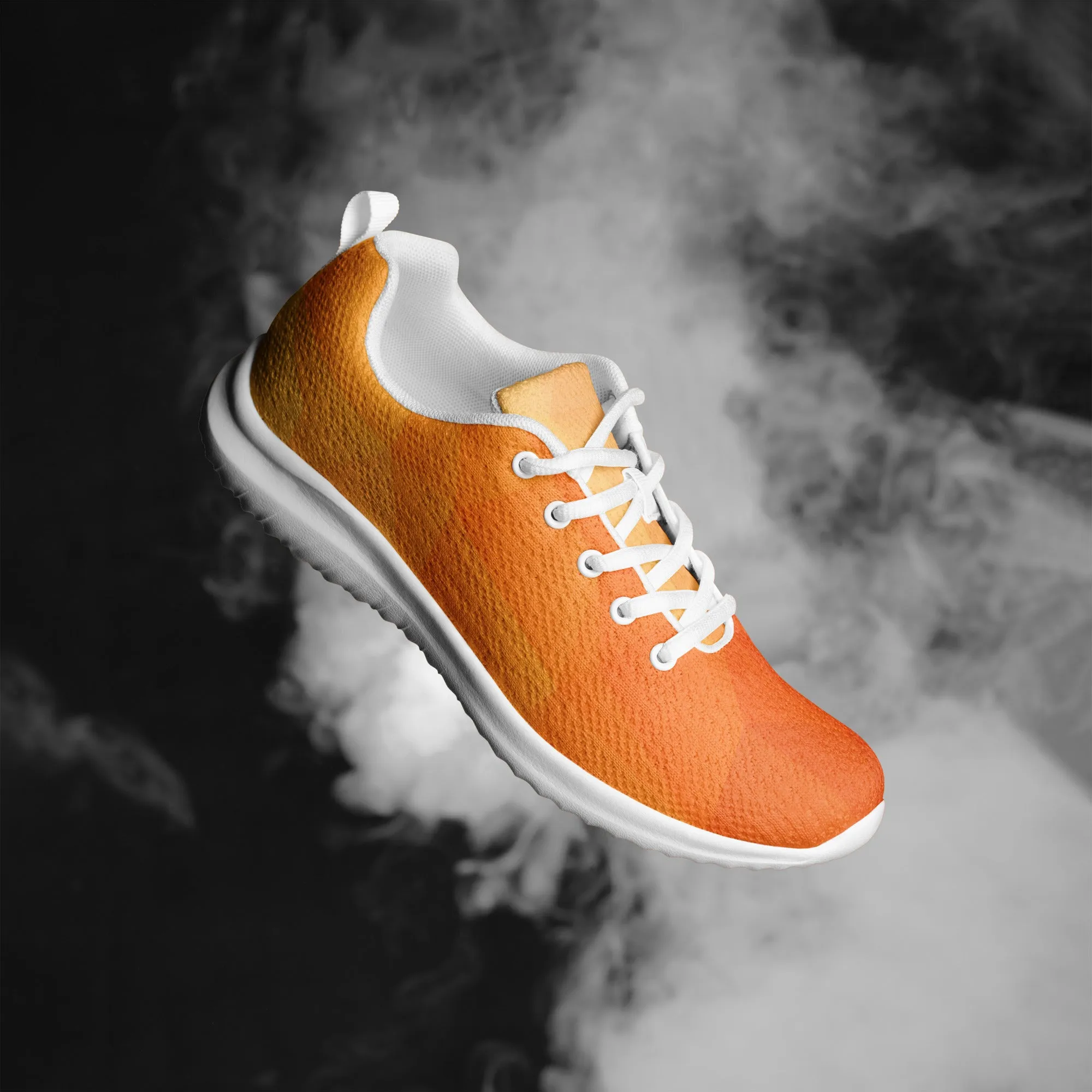 DASH Geo Orange Men’s Athletic Shoes Lightweight Breathable Design by IOBI Original Apparel