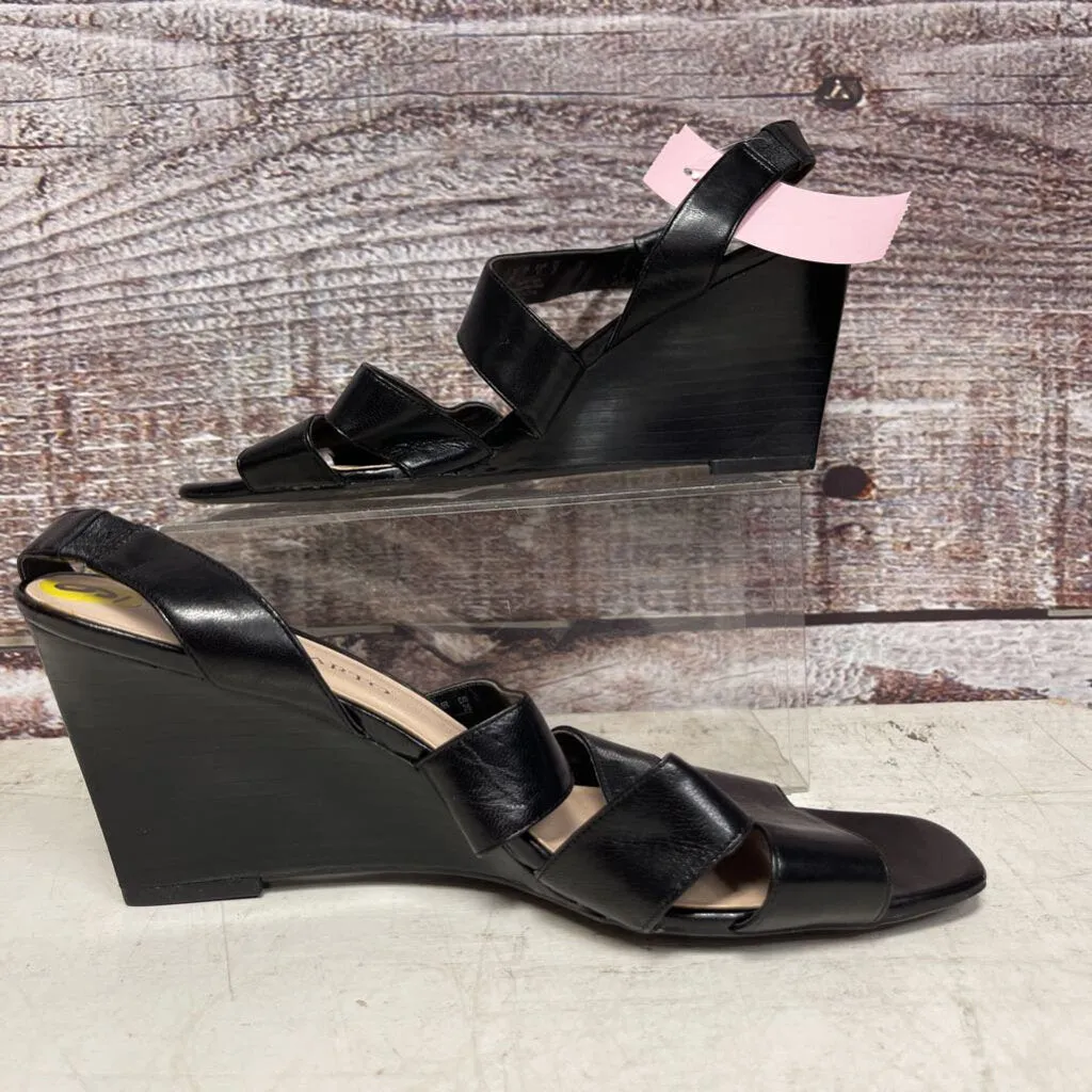 FRANCO SARTO BLACK STRAP TAMI WEDGE SIZE 9 TCC