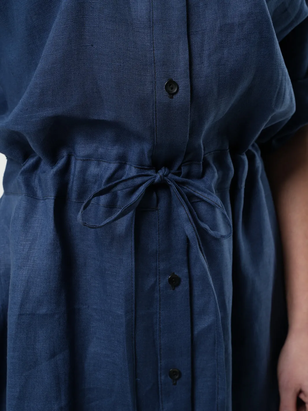 Long Linen Shirt Dress In Blue