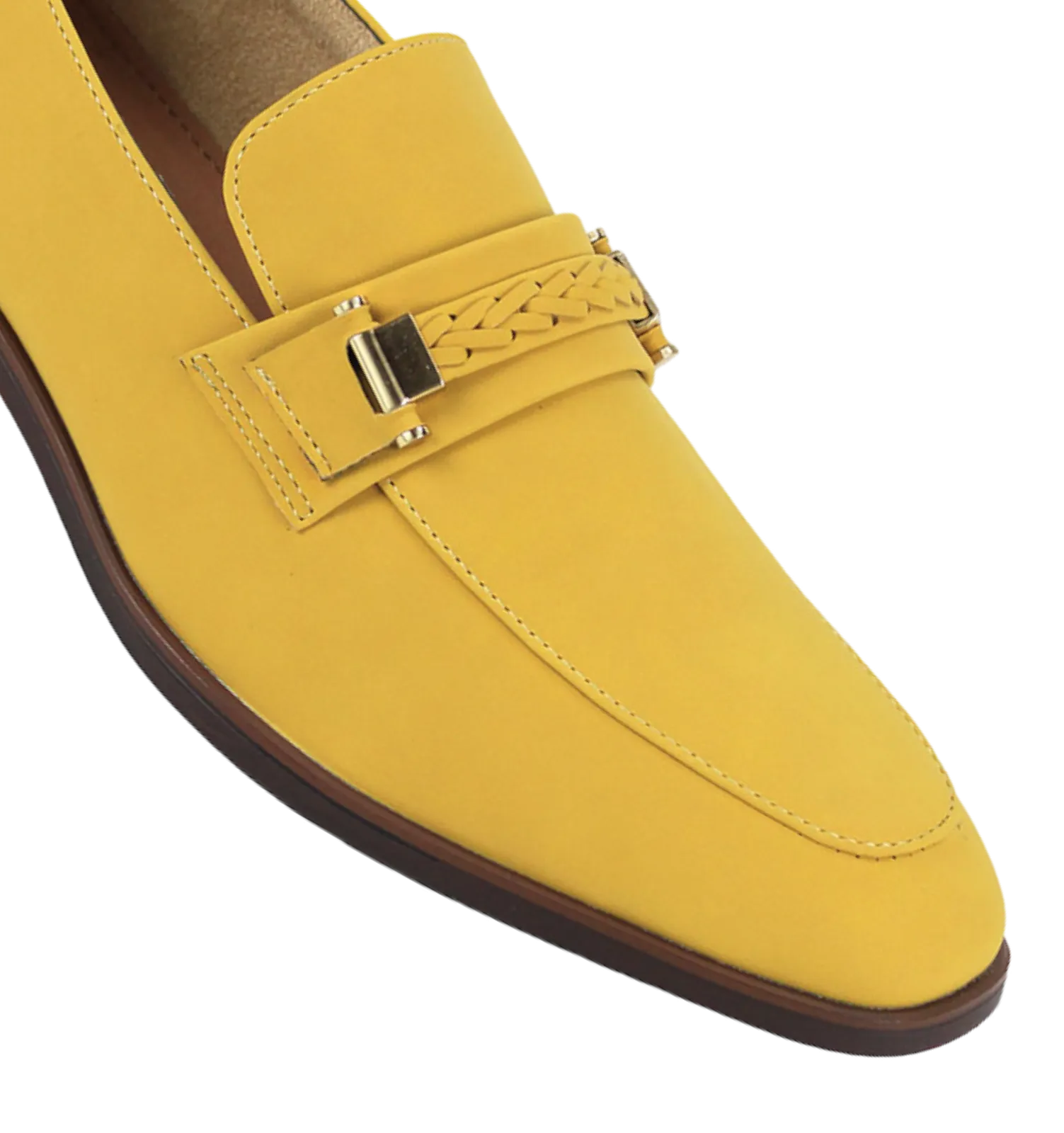 Mastrud Men's Slip-on Suede Loafer Shoes with Metal and Braid Buckle