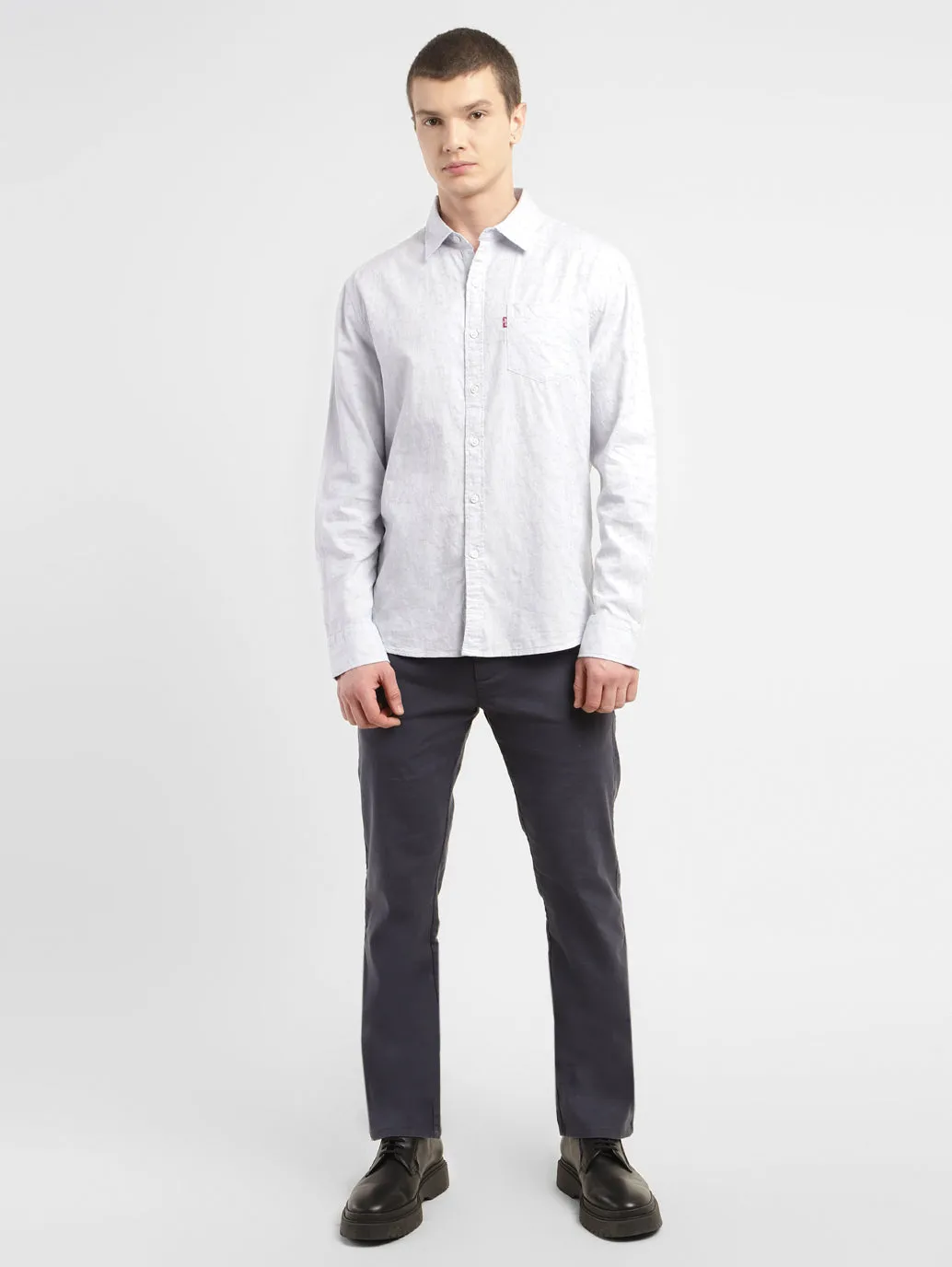 Men's Self Design Slim Fit Linen Shirt