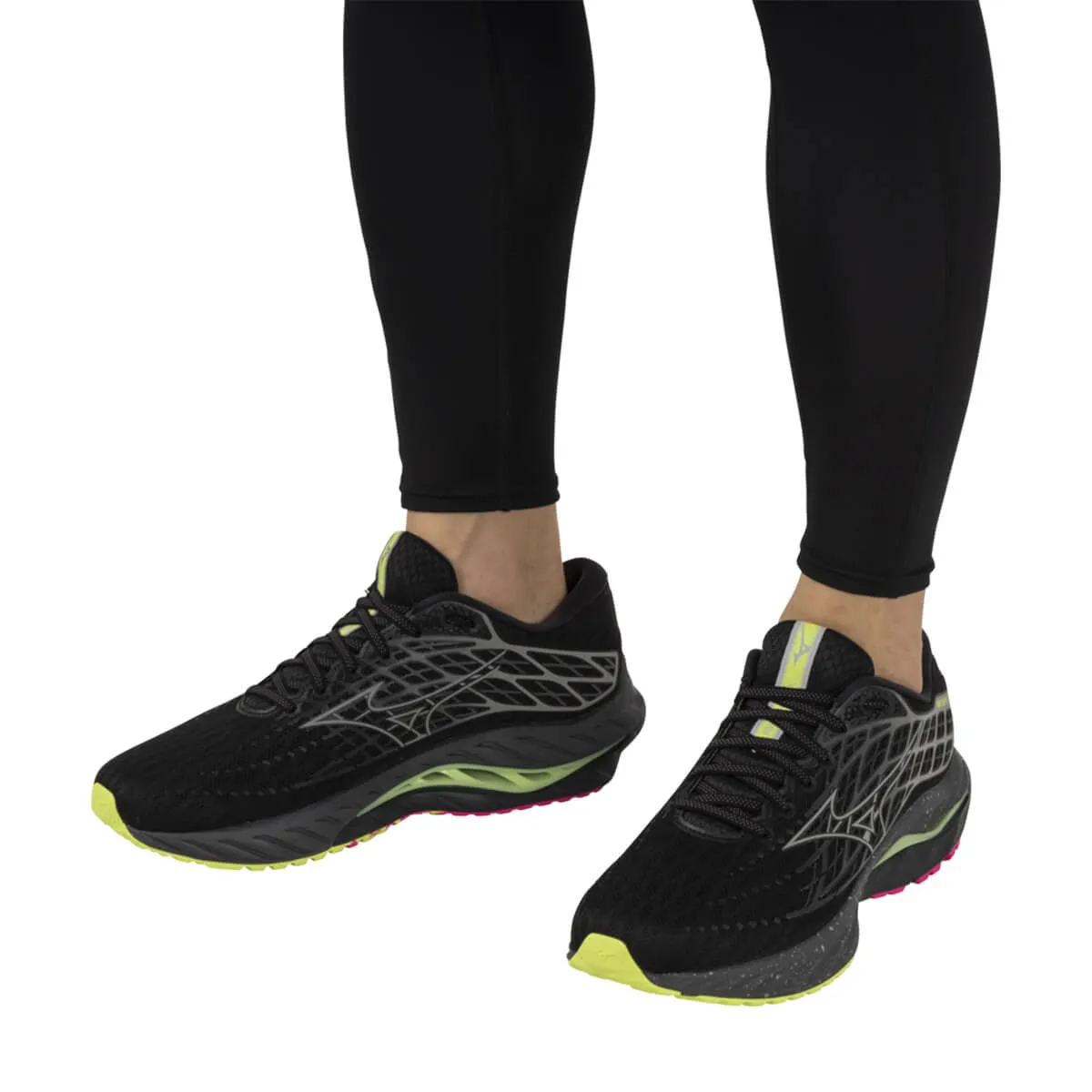 Mizuno Wave Inspire 20 Unisex | Black/silver/sunny Lime