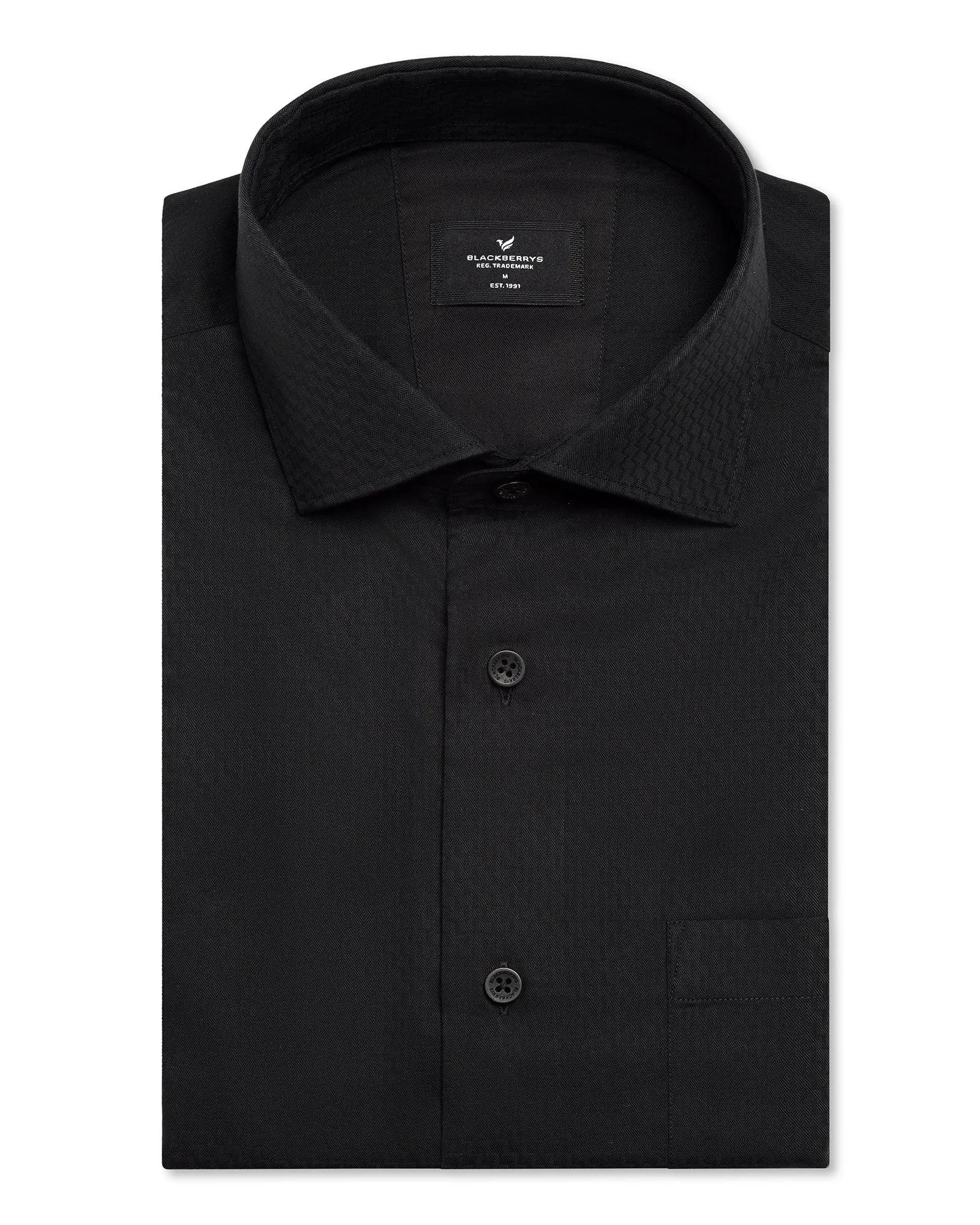 Non Iron Formal Black Textured Shirt - Melon