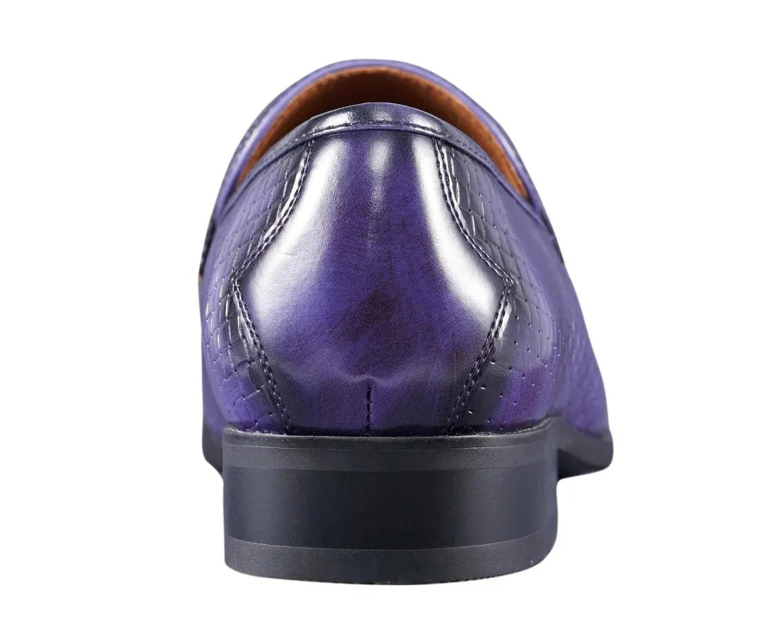 Purple Men's fashion design Slip-On Dress Shoes Printed Leather Loafer