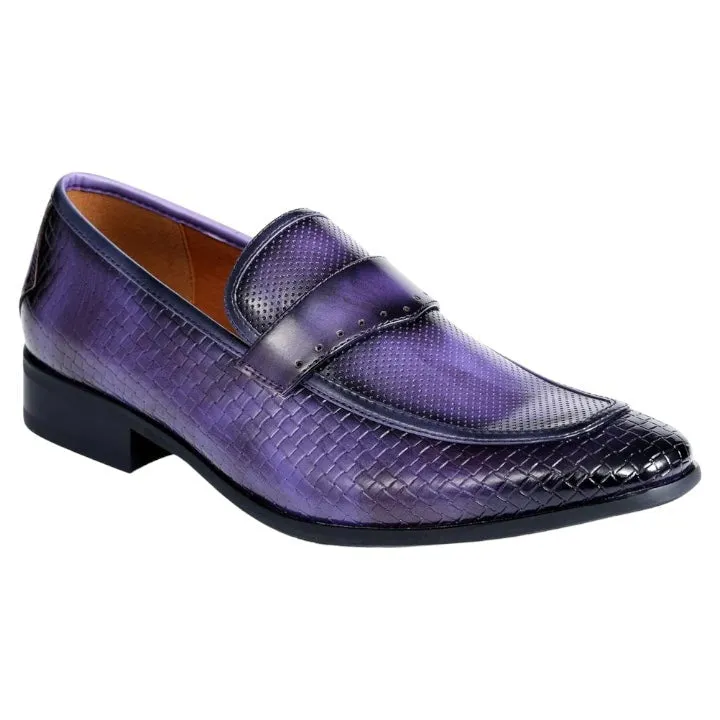 Purple Men's fashion design Slip-On Dress Shoes Printed Leather Loafer