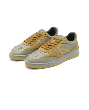 Rare Rabbit Men's Parallax Sage/Yellow Genuine Suede Colorblock Low-Top Lace-Up Sneaker Shoes