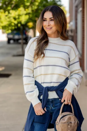 Relaxed Sleeve Striped Sweater