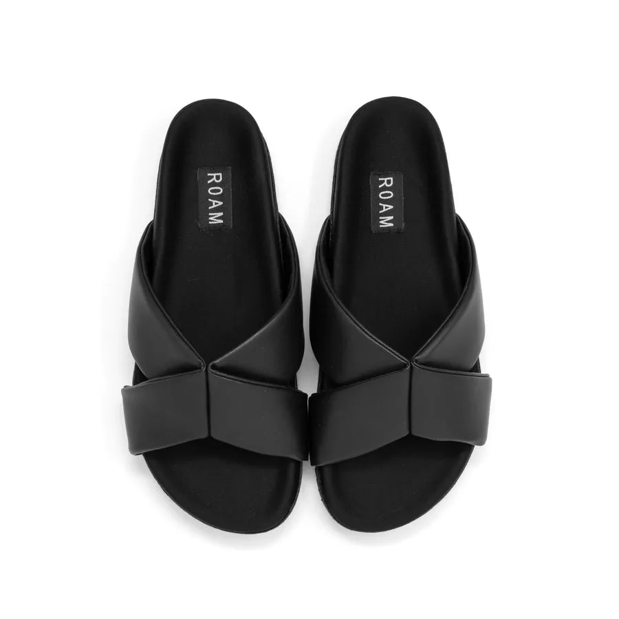 Roam Wing Sandals in Black Vegan Leather