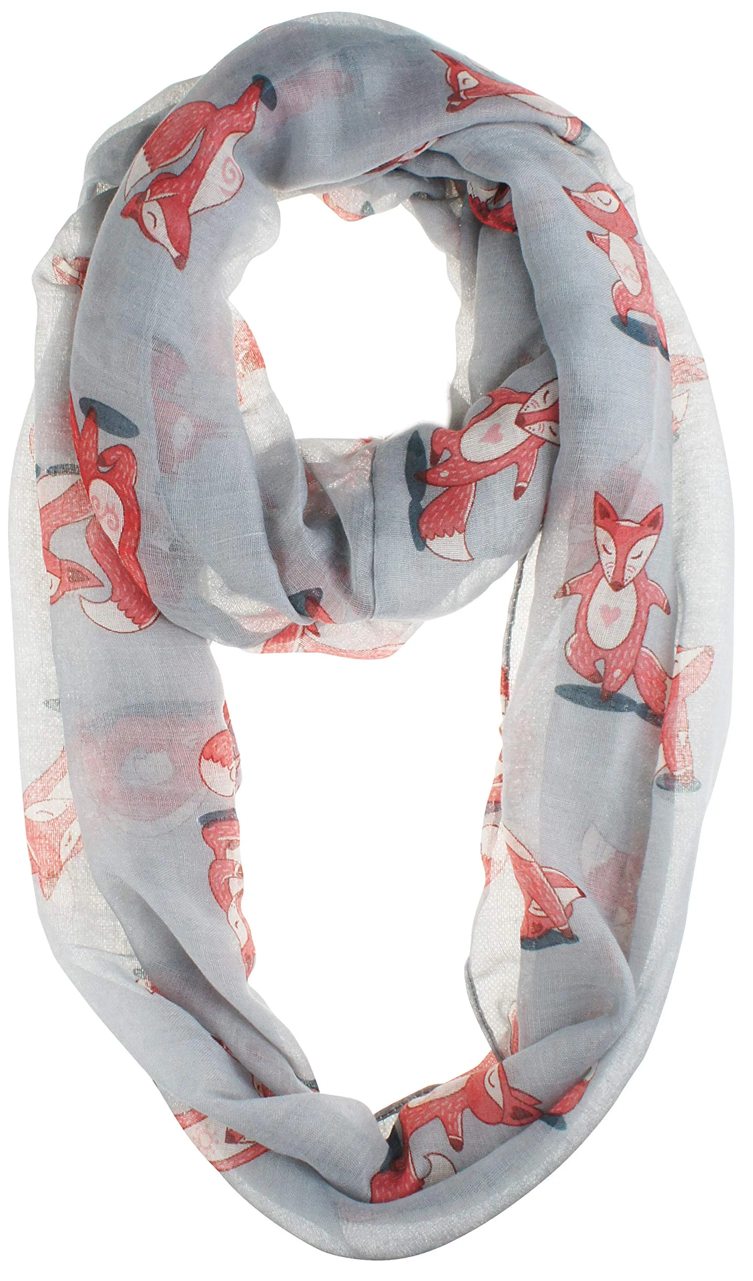 Soft Light Weight Cartoon Fox Sheer Infinity Scarf