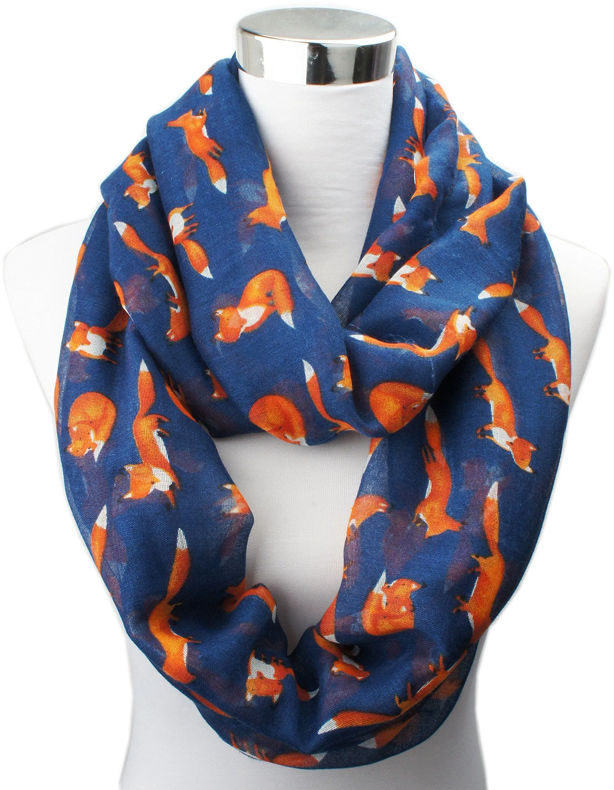 Soft Light Weight Cartoon Fox Sheer Infinity Scarf