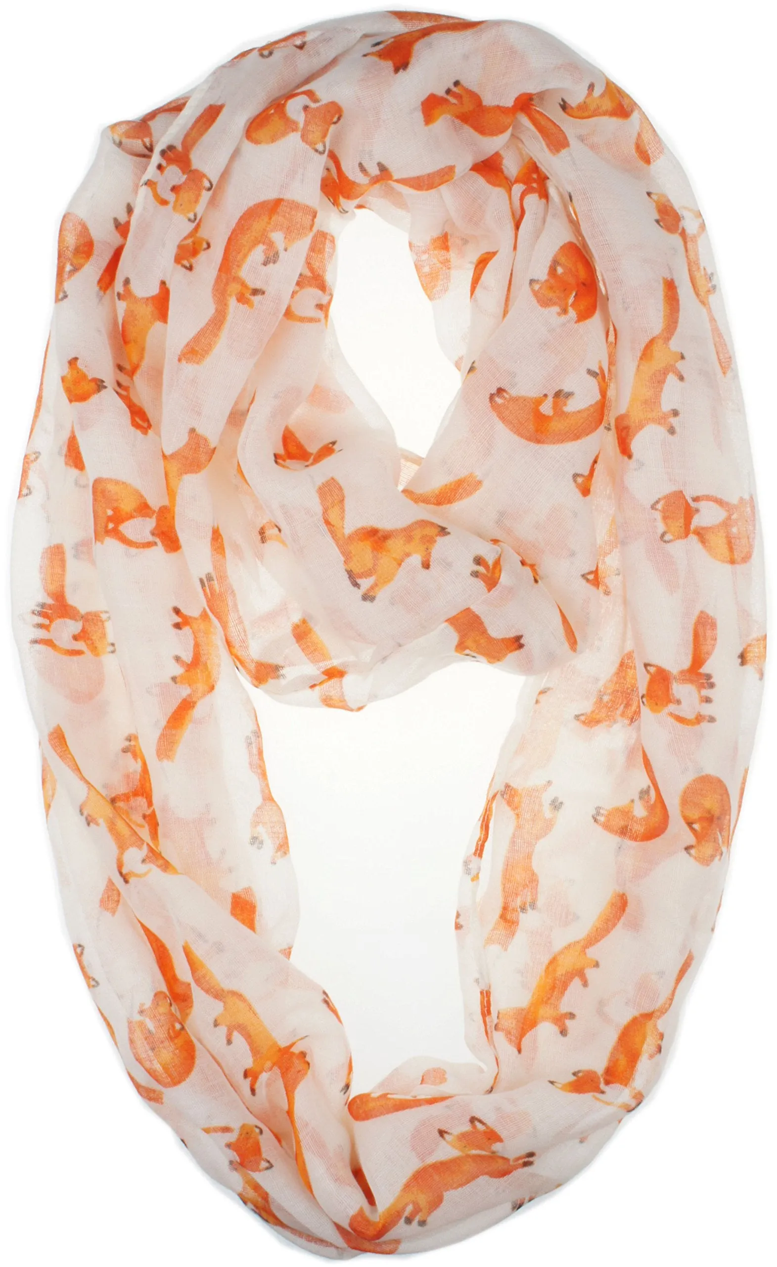 Soft Light Weight Cartoon Fox Sheer Infinity Scarf