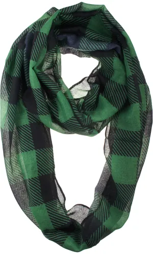 Soft Light Weight Christmas Holiday Plaid Tartan Sheer Infinity Scarf