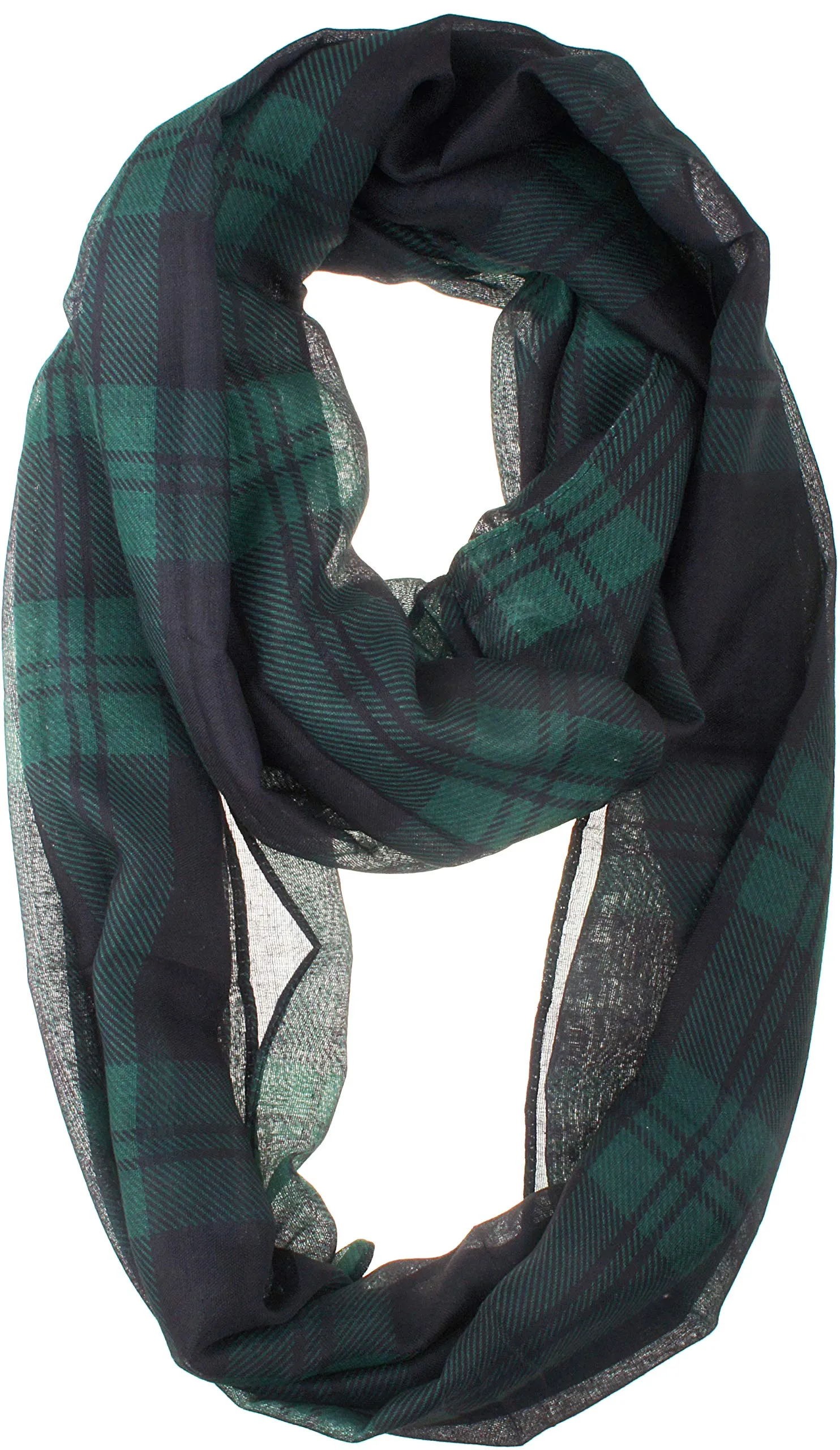 Soft Light Weight Christmas Holiday Plaid Tartan Sheer Infinity Scarf