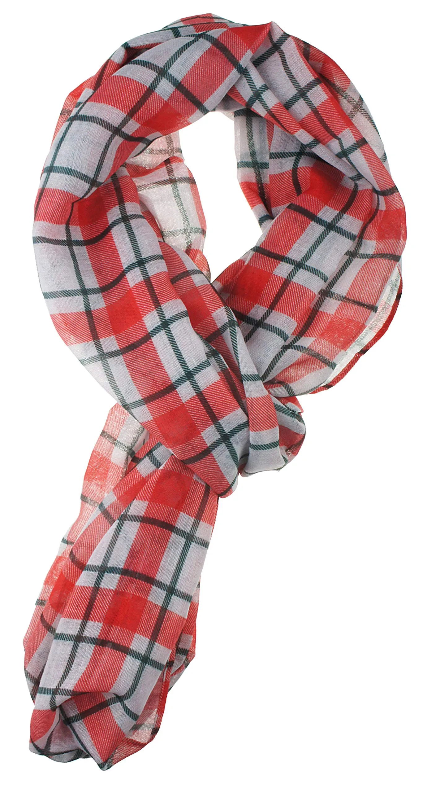 Soft Light Weight Christmas Holiday Plaid Tartan Sheer Infinity Scarf