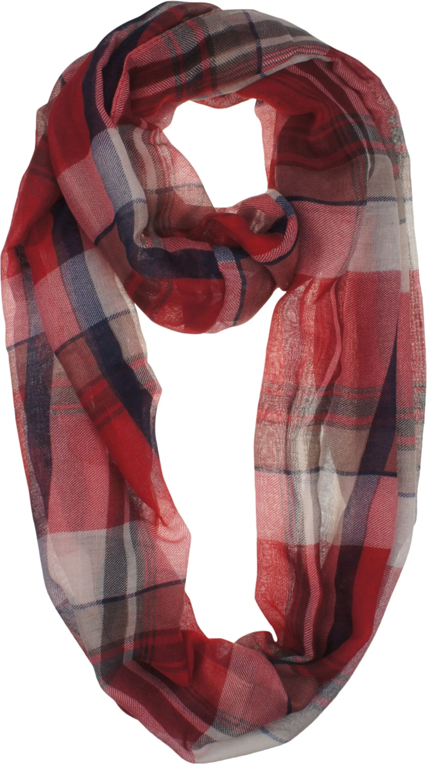 Soft Light Weight Plaid Tartan Sheer Infinity Scarf Shawl Wrap