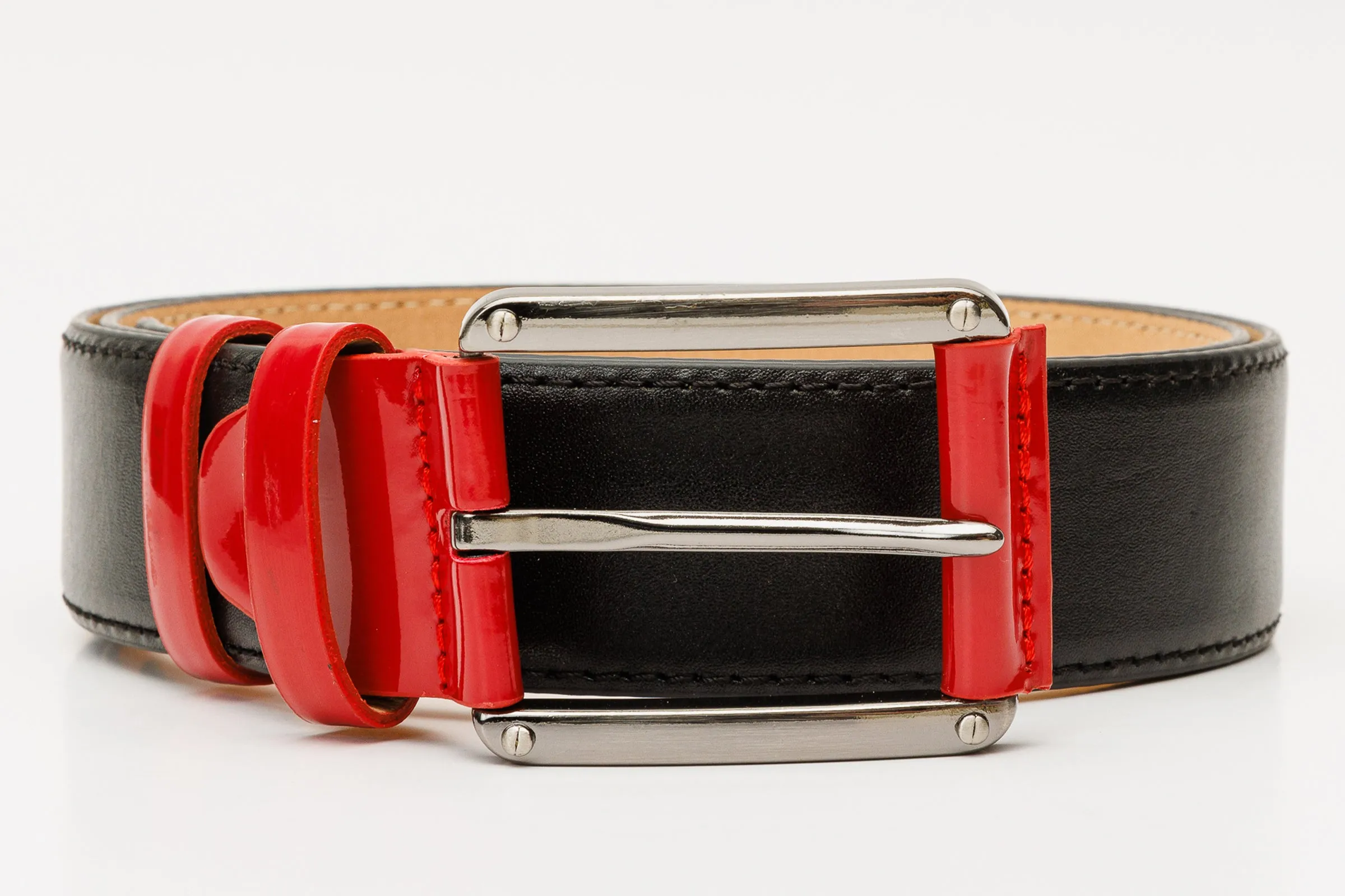 The Maratea Black & Red Leather Belt