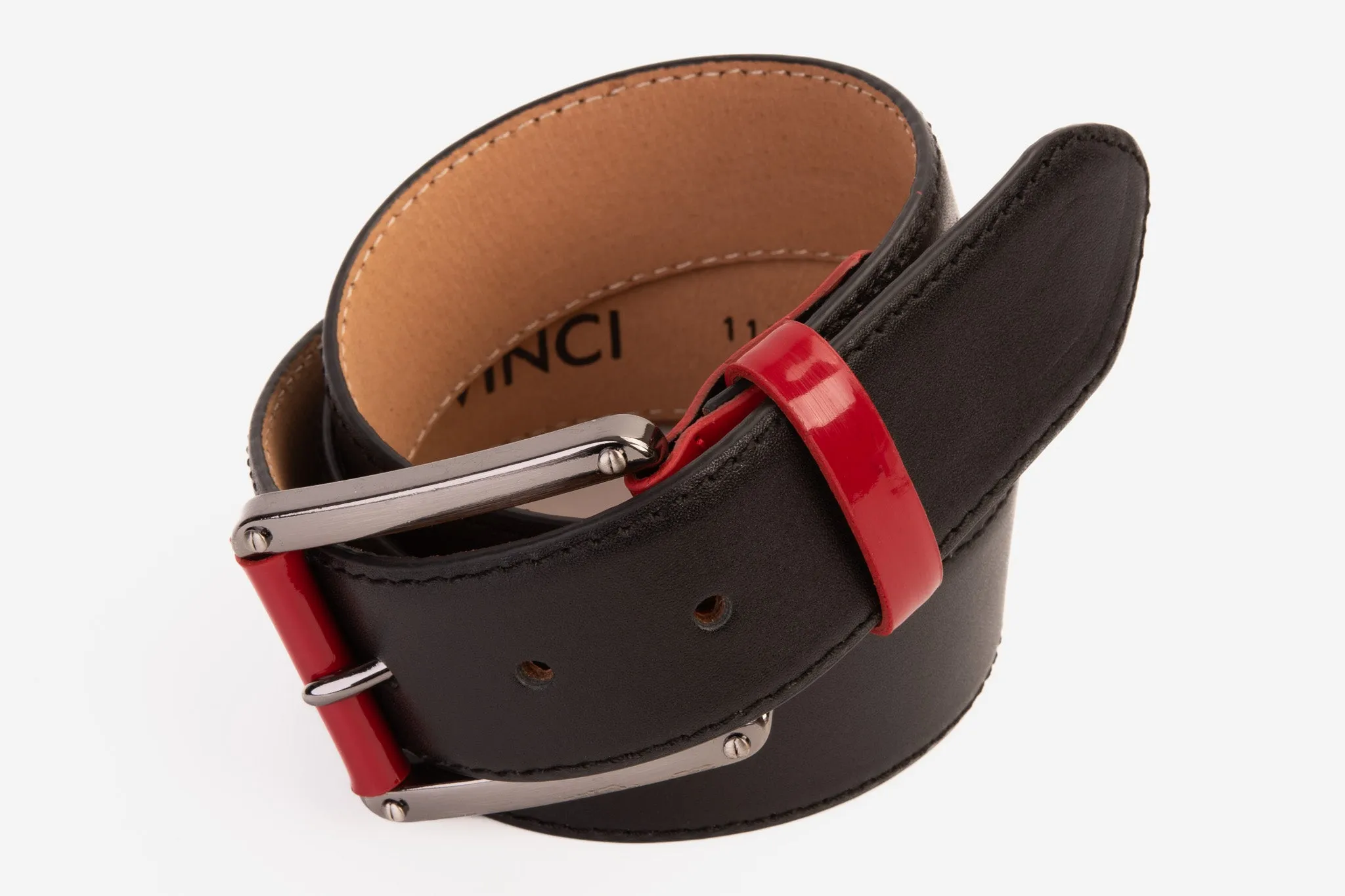 The Maratea Black & Red Leather Belt