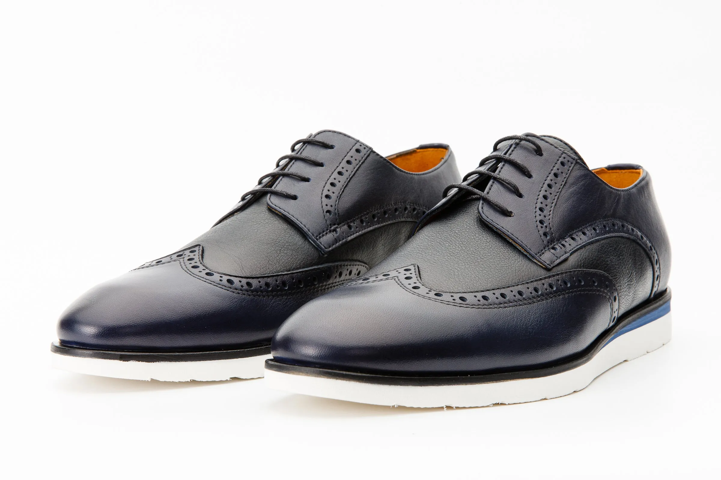 The Molise Navy Blue Wingtip Semi Brogue Derby Men Shoe