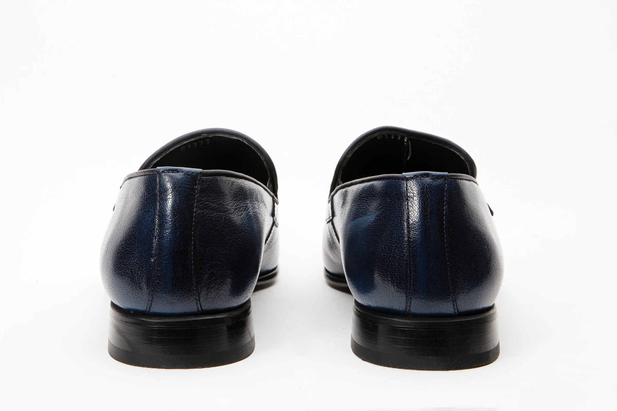 The Pusan Navy Blue Leather Bit Loafer Men Shoe