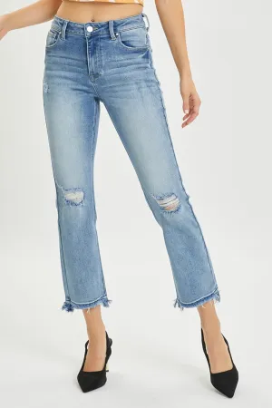 Women's RISEN Full Size High Rise Distressed Cropped Straight Jeans