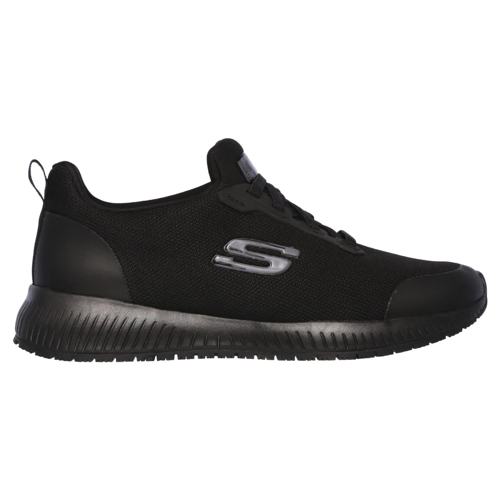 Women's Wide Fit Skechers 77222EC Squad SR Occupational Sneakers - Black